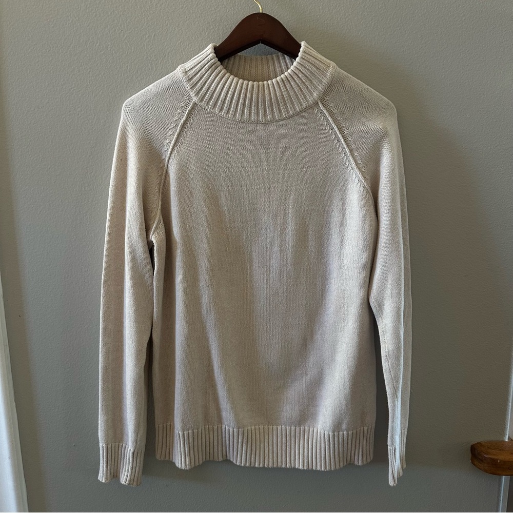 Jeanne Pierre 100% cotton sweater- cream knit classic, size medium
